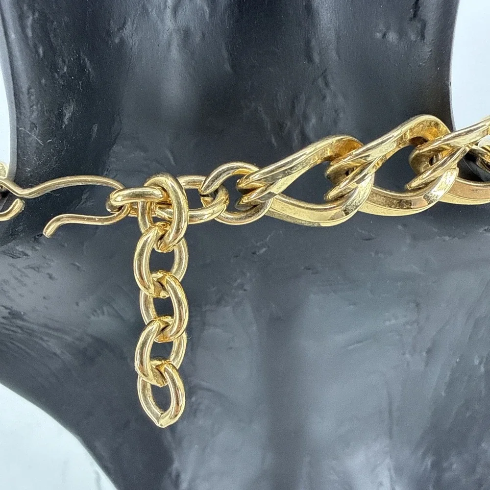 Vintage Monet Necklace Chunky Double Link Chain Gold Tone Signed 20